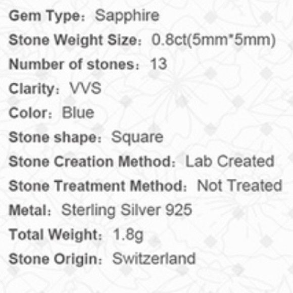 0.81ct Princess Cut Blue Sapphire - 925 Ring - Picture 4 of 4